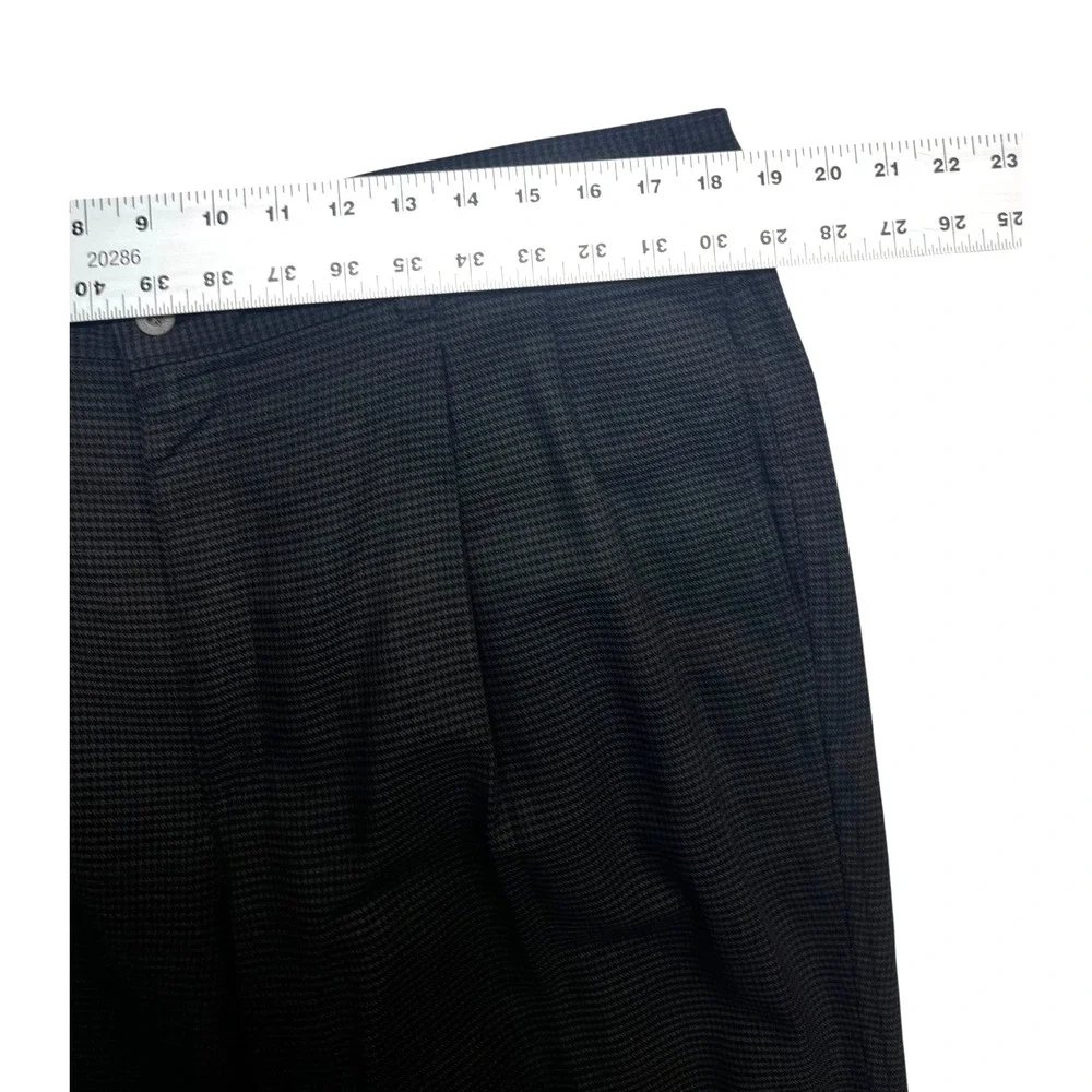 vtg 90s Dockers 38x30 Green Brown Houndstooth Cotton Pants Trousers Pleated USA